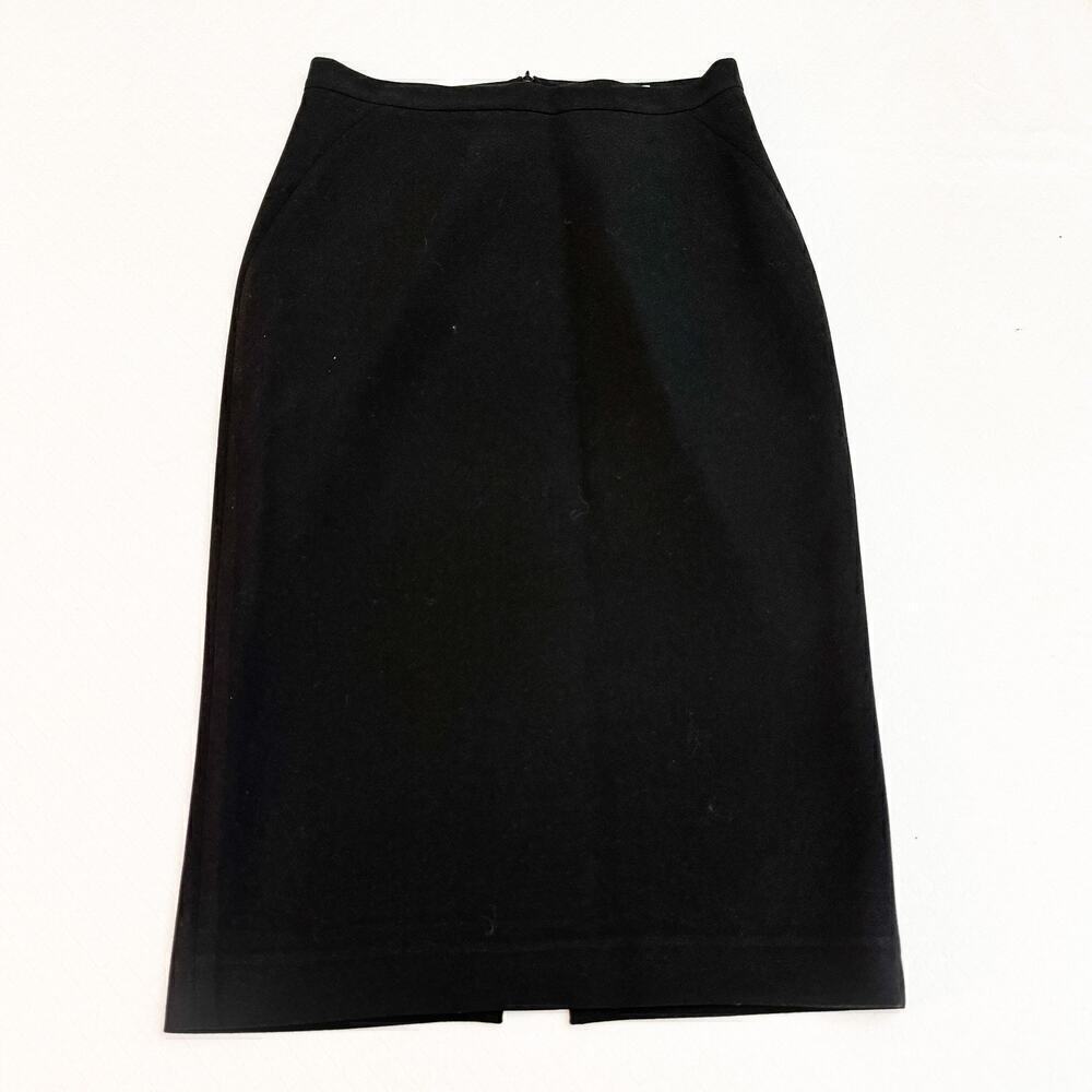 Lk Bennett Black Straight Pencil Skirt Back Slit Fully Lined Size 8